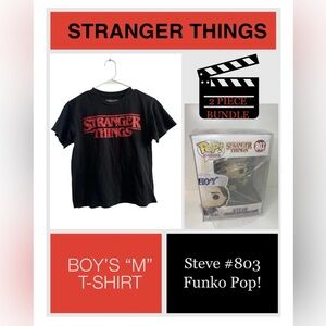 Stranger Things Funko Pop! + T-Shirt 2 Piece Bundle Steve Harrington #803